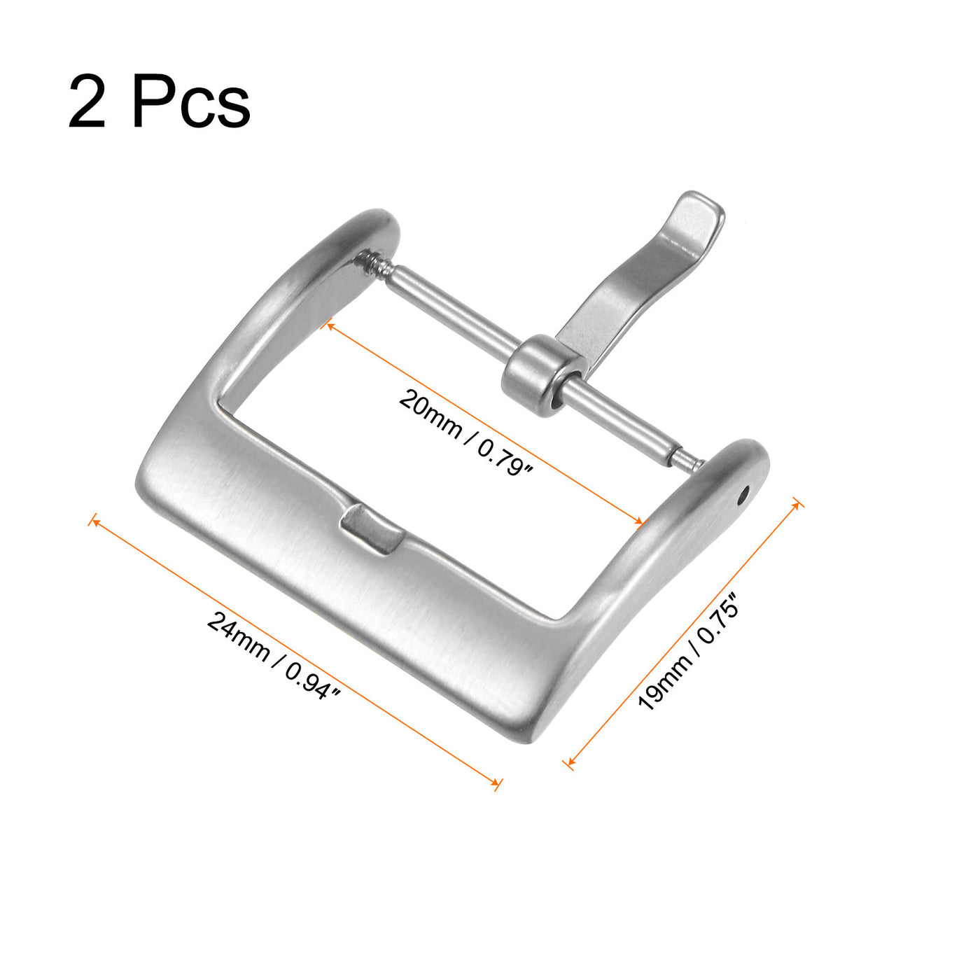 Uxcell Uxcell 2Pcs Watch Brushed SUS201 Broadside Type Buckle for 24mm Width Watch Bands