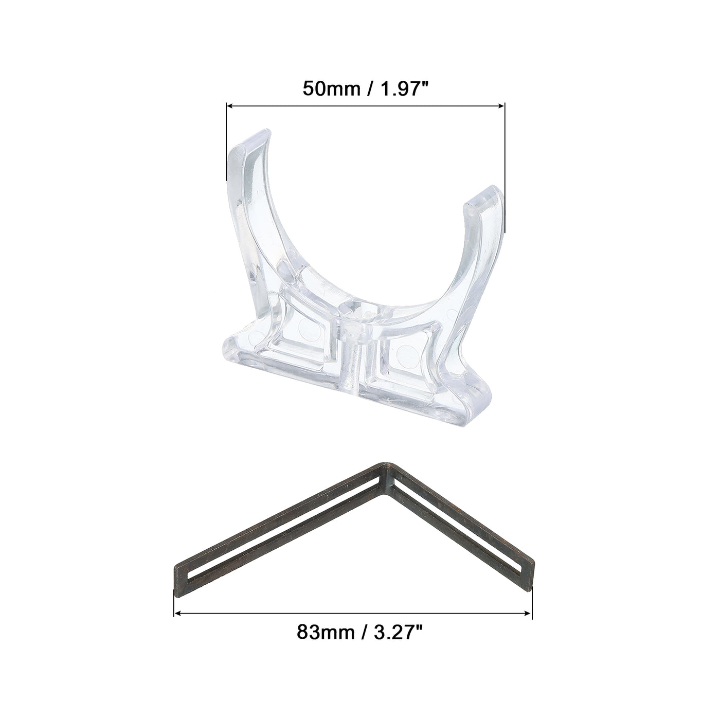 Harfington Plastic Water Tank Mounting Bracket Holder, C-Shape Support Clamp Clear Dia 50mm with L-Shape Metal Buckle Pack of 2