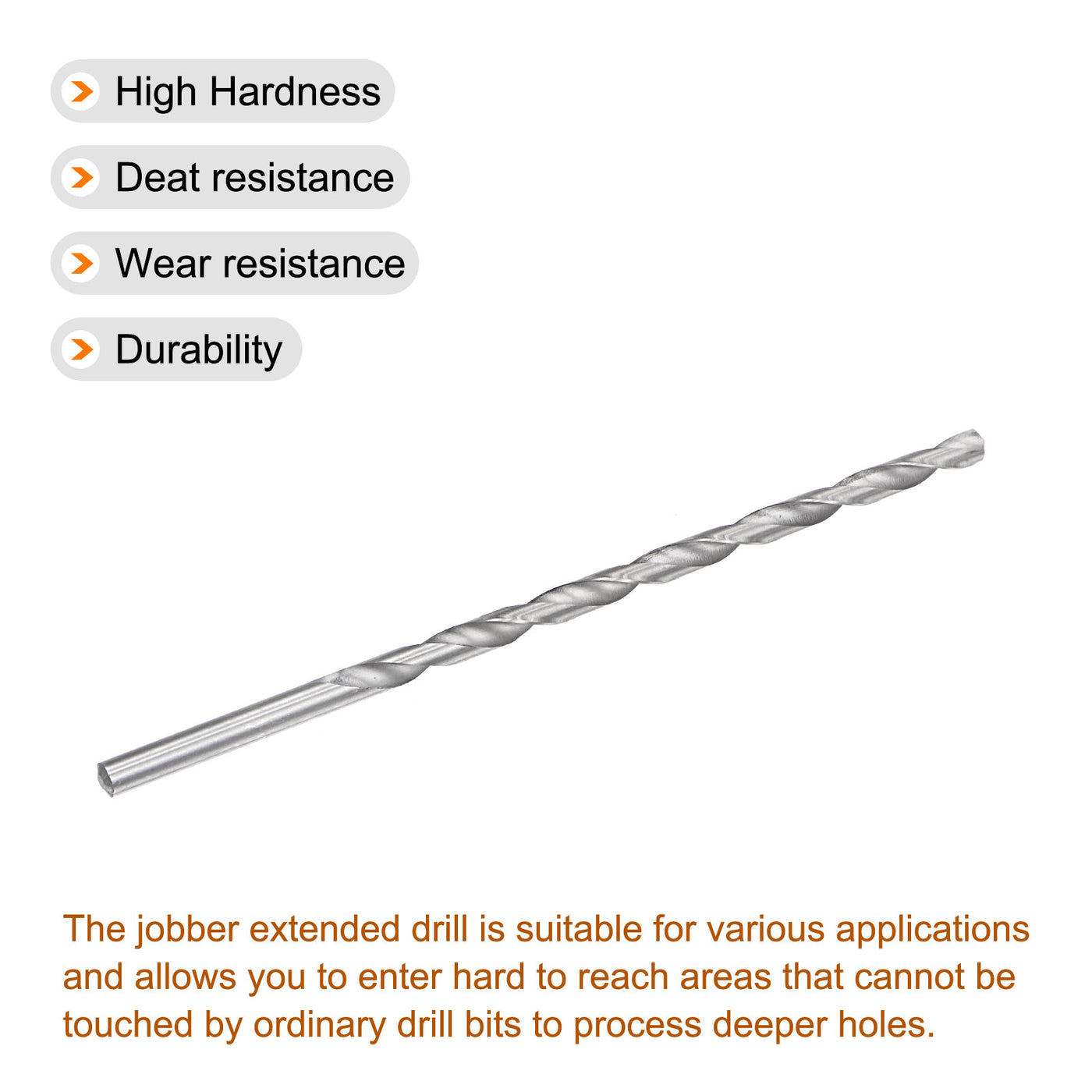 uxcell Uxcell 7.2mm Twist Drill Bits, High-Speed Steel Extra Long Drill Bit 200mm Length
