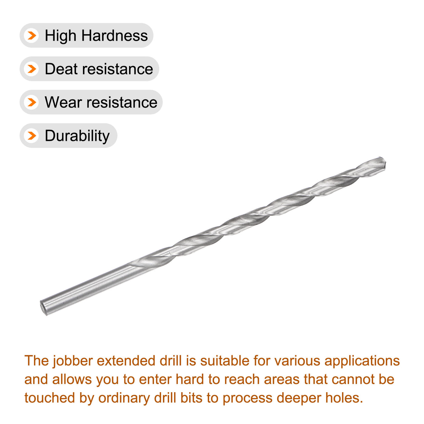 uxcell Uxcell 8.5mm Twist Drill Bits, High-Speed Steel Extra Long Drill Bit 200mm Length