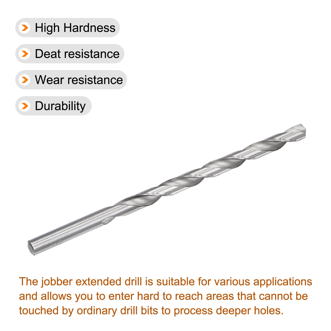 uxcell Uxcell 10mm Twist Drill Bits, High-Speed Steel Extra Long Drill Bit 200mm Length