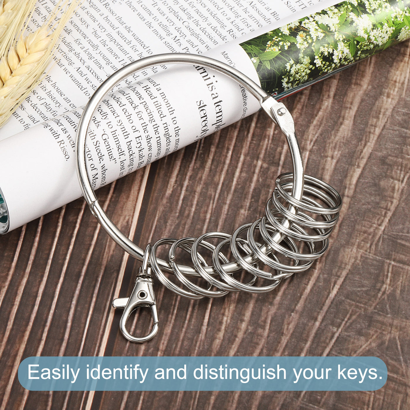 Harfington 3.2 Inch Dia Key Organizer Keychain, 2Pcs Key Management Holder with 10 Keys Rings for Office Apartment Management, Silver
