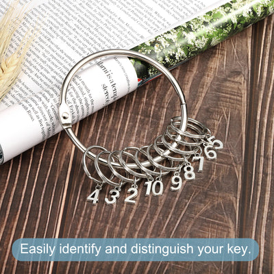 Harfington 3.4 Inch Dia Key Organizer Keychain, 1pcs Key Management Holder with 10 Digits Key Rings for Office, Silver