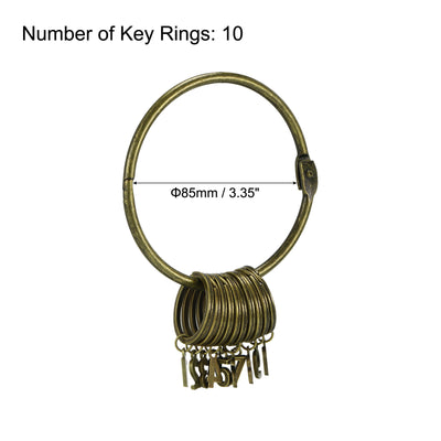 Harfington 3.4 Inch Dia Key Organizer Keychain, 1pcs Key Management Holder with 10 Digits Keys Rings for Office, Bronze