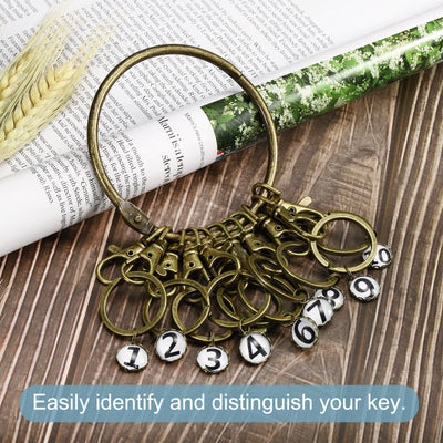 Harfington 3.4 Inch Dia Key Organizer Keychain, 1pcs Key Management Holder with 10 Digits Buckle Rings for Office, Bronze