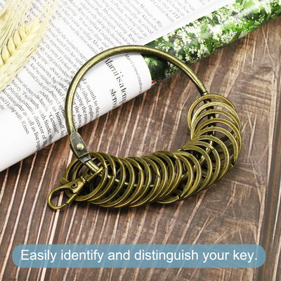 Harfington 3.4 Inch Dia Key Organizer Keychain, 1pcs Key Management Holder with 20 Keys Rings for Office, Bronze