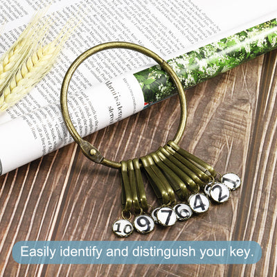 Harfington 3.4 Inch Dia Key Organizer Keychain, 1pcs Key Management Holder with 10 Digits Buckle Ring for Office, Bronze