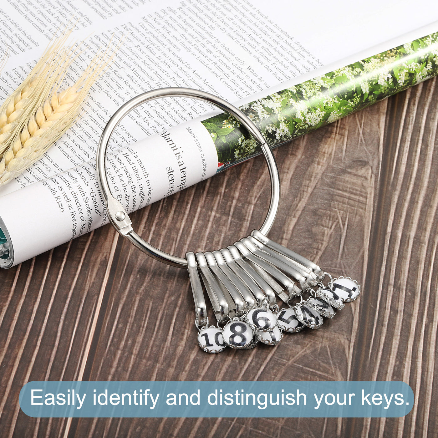 Harfington 3.4 Inch Dia Key Organizer Keychain, 1pcs Key Management Holder with 10 Digits Buckle Ring for Office, Silver
