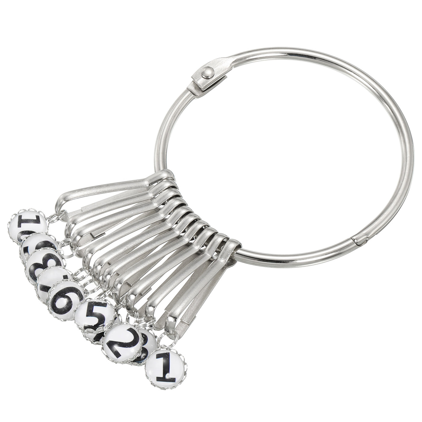 Harfington 3.4 Inch Dia Key Organizer Keychain, 1pcs Key Management Holder with 10 Digits Buckle Ring for Office, Silver