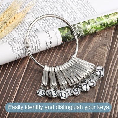 Harfington 3.4 Inch Dia Key Organizer Keychain, 1pcs Key Management Holder with 15 Digits Buckle Ring for Office, Silver