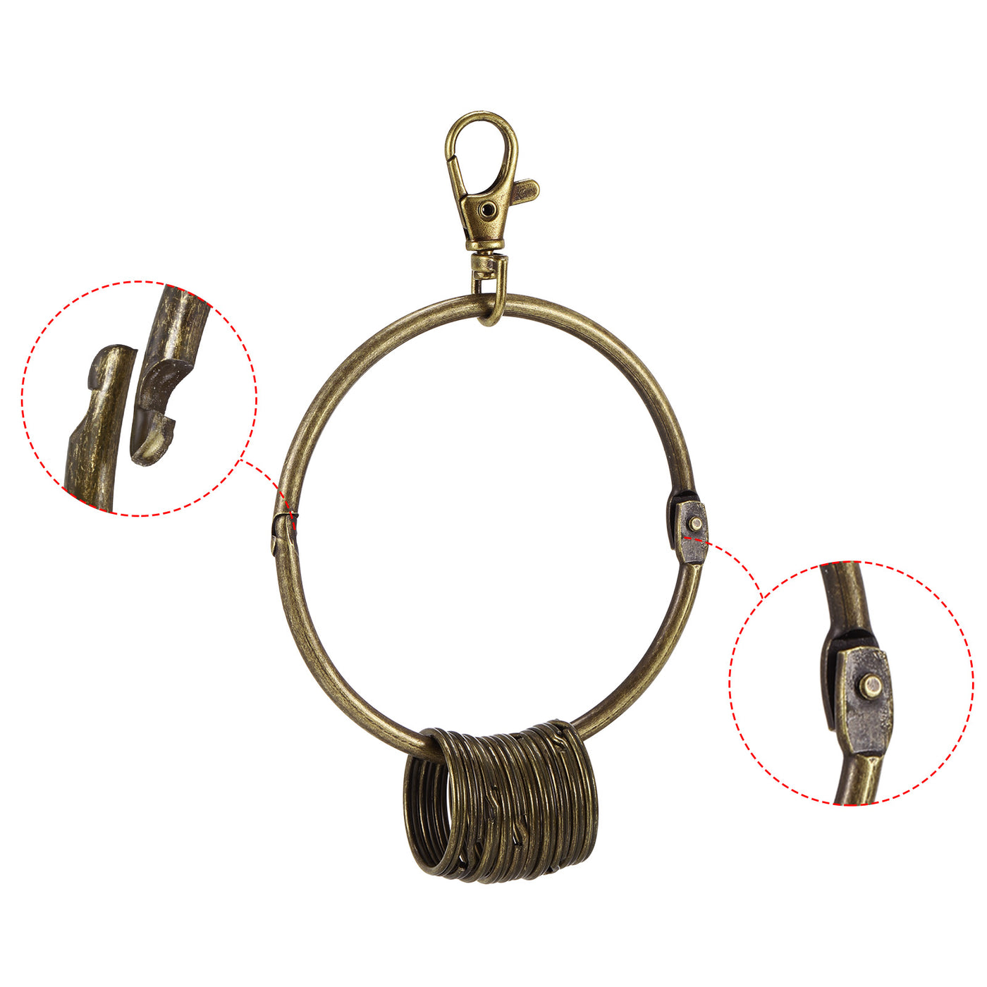 Harfington 3.2 Inch Dia Key Organizer Keychain, 2pcs Key Management Holder with 10 Keys Rings for Office, Bronze