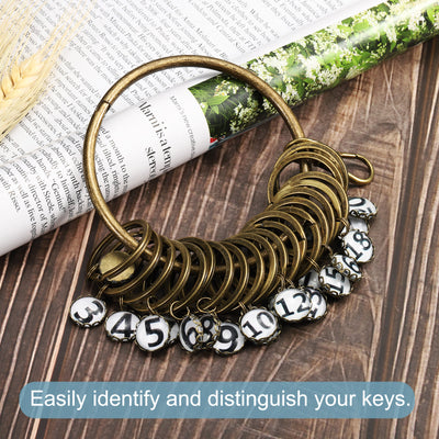 Harfington 3.4 Inch Dia Key Organizer Keychain, 1pcs Key Management Holder with 20 Digits Buckles Ring for Office, Bronze