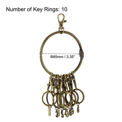 Harfington 3.4 Inch Dia Key Organizer Keychain, 1pcs Key Management Holder with 10 Digits Buckle Loop for Office, Bronze