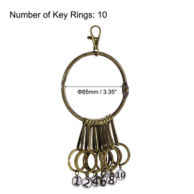Harfington 3.4 Inch Dia Key Organizer Keychain, Key Management Holder with 10 Digits Buckle Loop for Office, Bronze