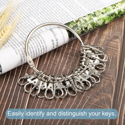 Harfington 3.4 Inch Dia Key Organizer Keychain, 1pcs Key Management Holder with 20 Buckle Ring for Office, Silver