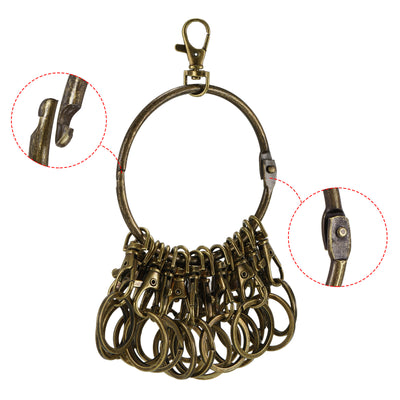 Harfington 3.4 Inch Dia Key Organizer Keychain, 1pcs Key Management Holder with 20 Buckle Loops for Office, Bronze