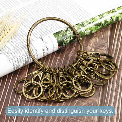 Harfington 3.4 Inch Dia Key Organizer Keychain, 1pcs Key Management Holder with 20 Buckle Loops for Office, Bronze