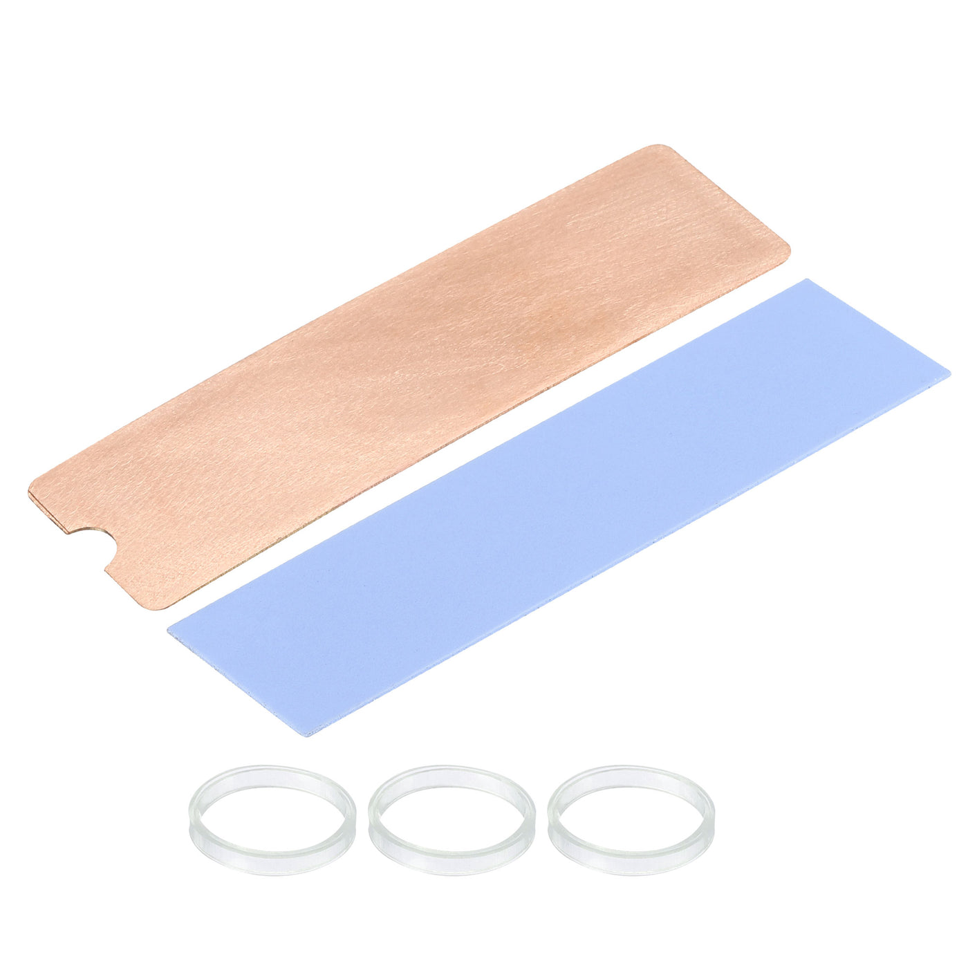 Harfington Copper Heatsink 75x22x0.5mm with Thermal Pad and Rubber Ring for M.2 SSD 1 Set