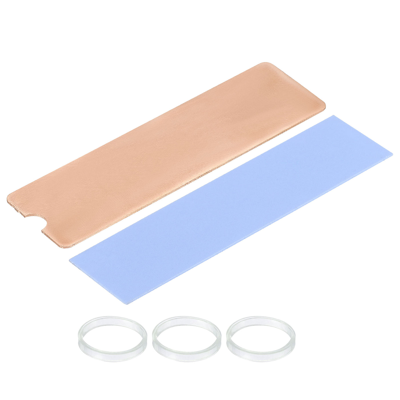 Harfington Copper Heatsink 75x22x1mm with Thermal Pad and Rubber Ring for M.2 SSD 2 Set