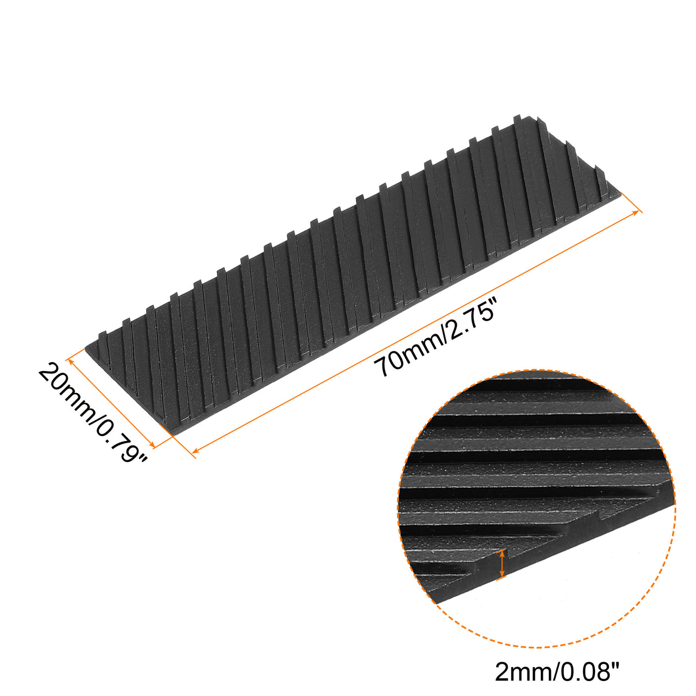 Harfington Copper Heatsink 70x20x2mm W Thermal Pad Rubber Ring for M.2 SSD Cooler 1 Set