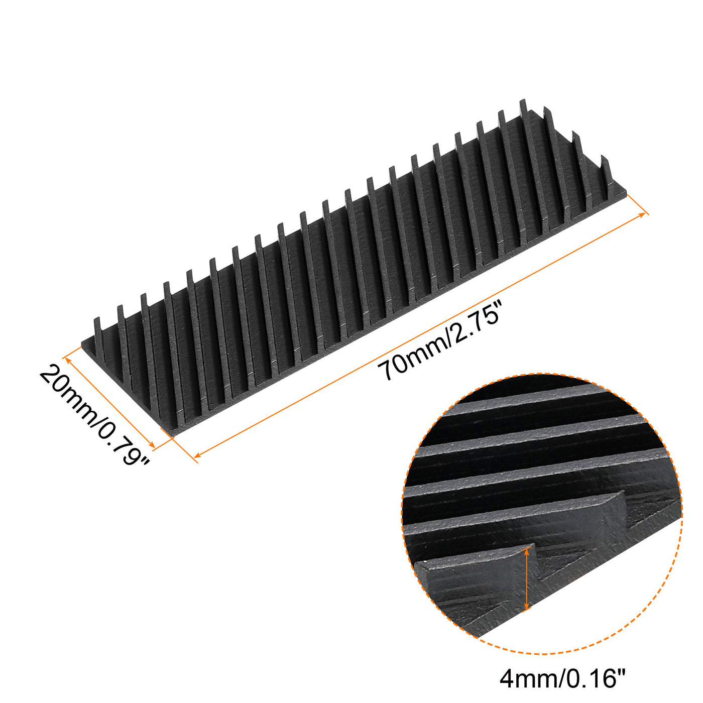 Harfington Copper Heatsink 70x20x4mm W Thermal Pad Rubber Ring for M.2 SSD Cooler 1 Set