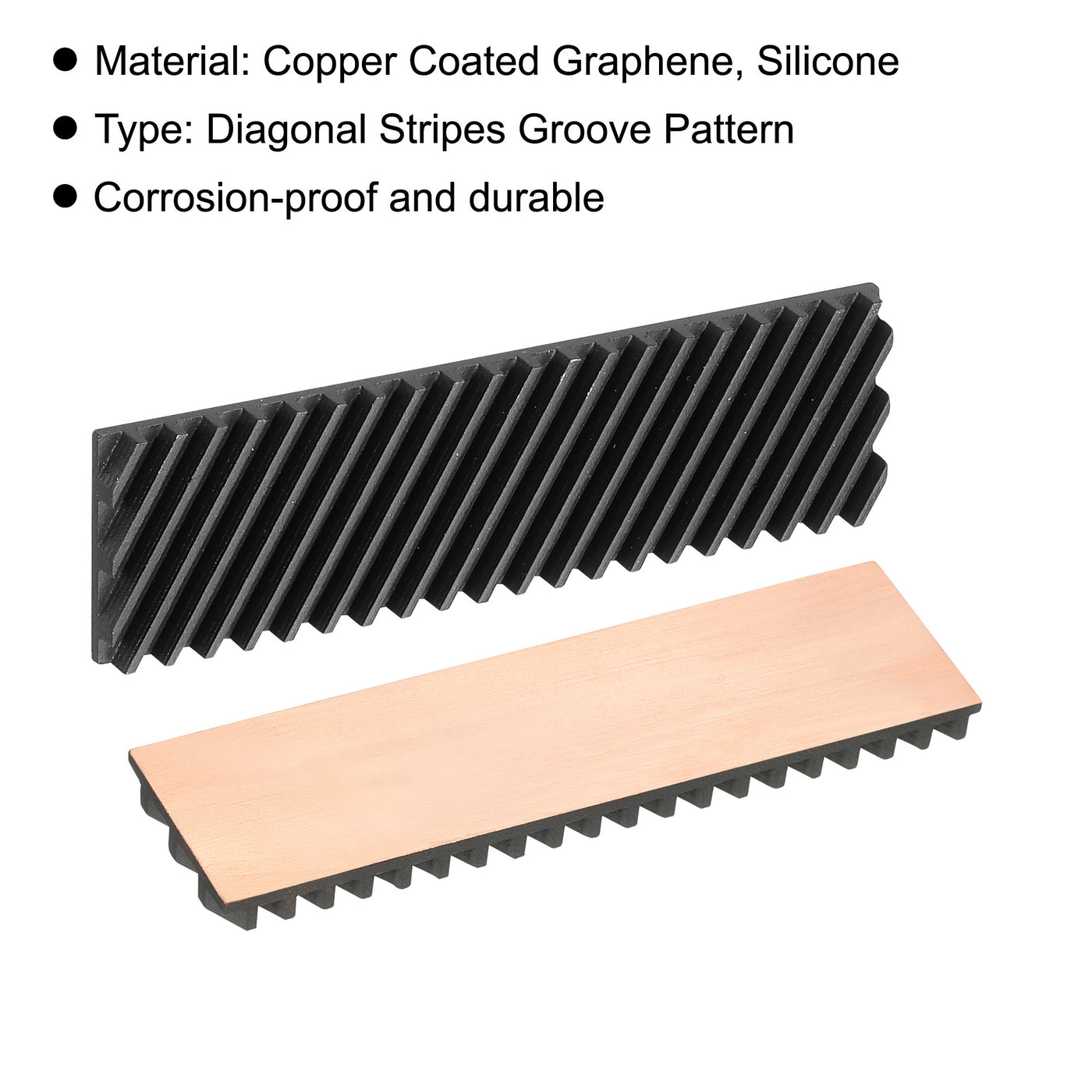 Harfington Copper Heatsink 70x20x4mm W Thermal Pad Rubber Ring for M.2 SSD Cooler 1 Set