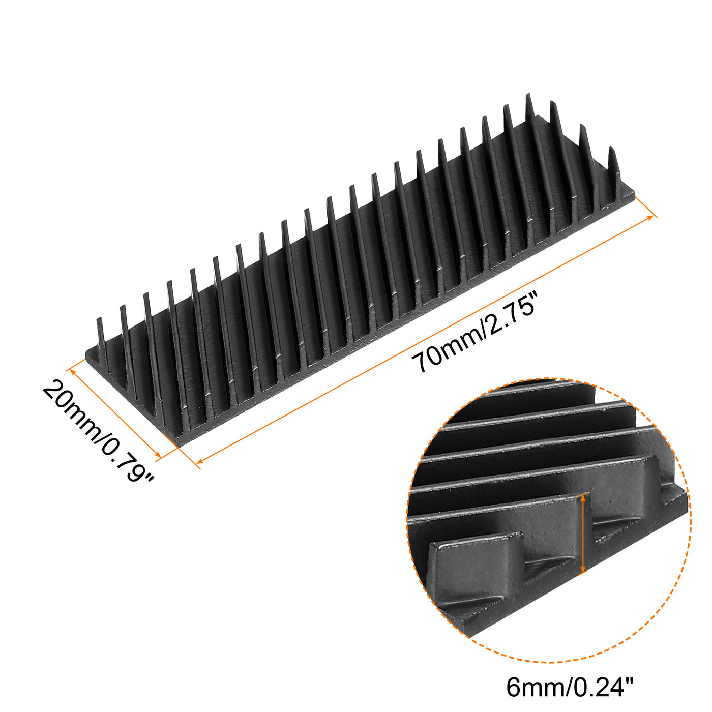 Harfington Copper Heatsink 70x20x6mm W Thermal Pad Rubber Ring for M.2 SSD Cooler 1 Set