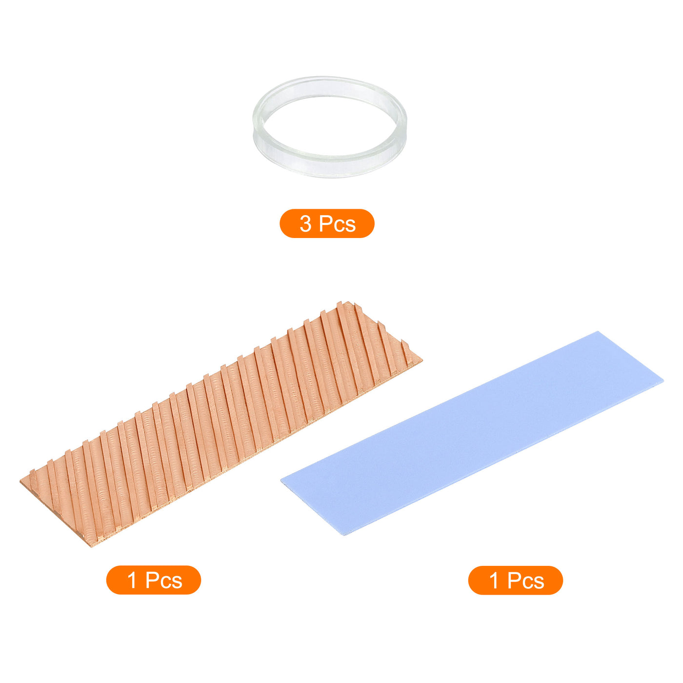 Harfington Copper Heatsink 70x20x1.5mm W Thermal Pad Rubber Ring for M.2 SSD Module 1 Set