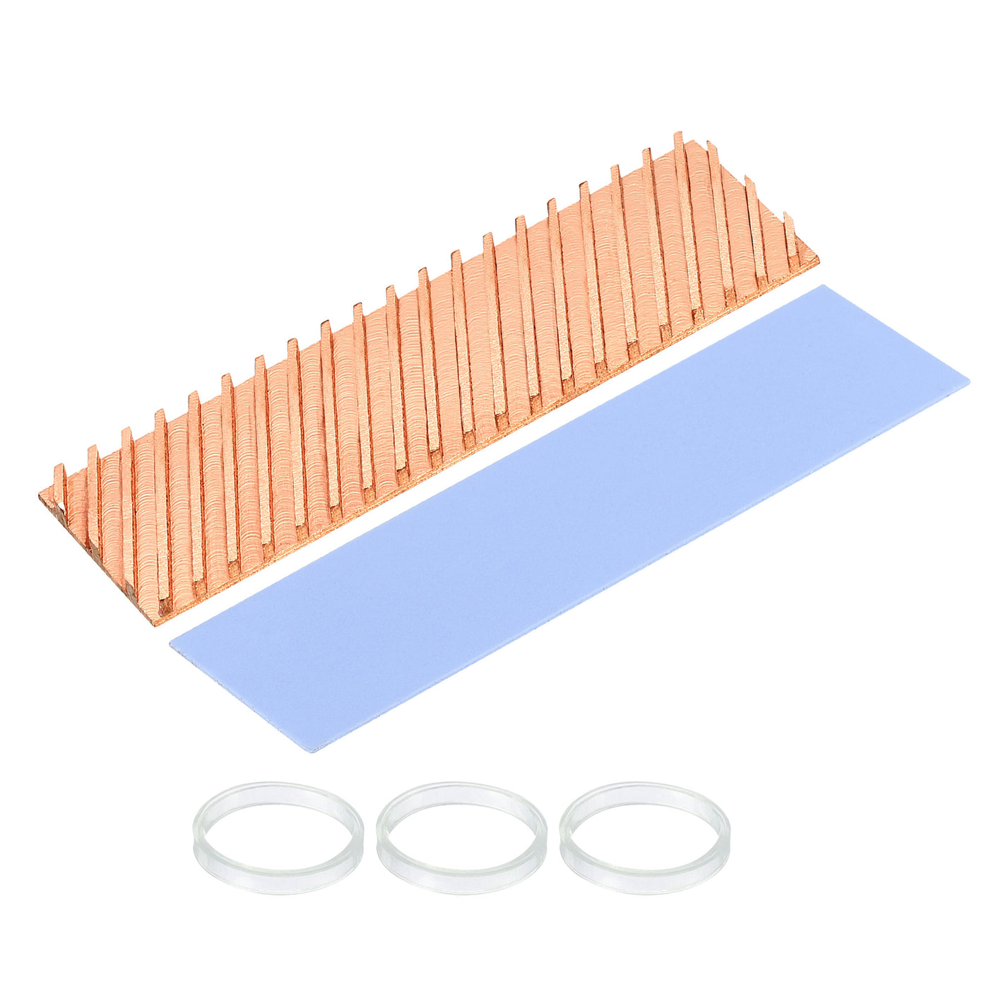 Harfington Copper Heatsink 70x20x3mm W Thermal Pad Rubber Ring for M.2 SSD Module 1 Set