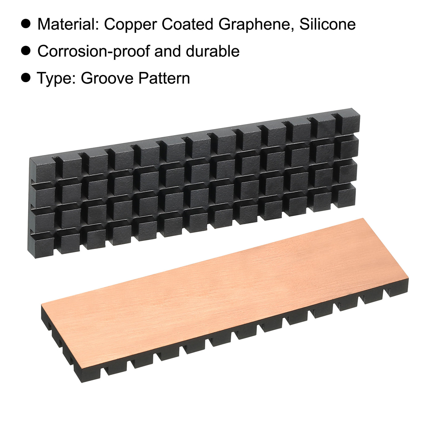 Harfington Copper Heatsink 70x20x4mm W Thermal Pad Rubber Ring for M.2 SSD PCB 1 Set