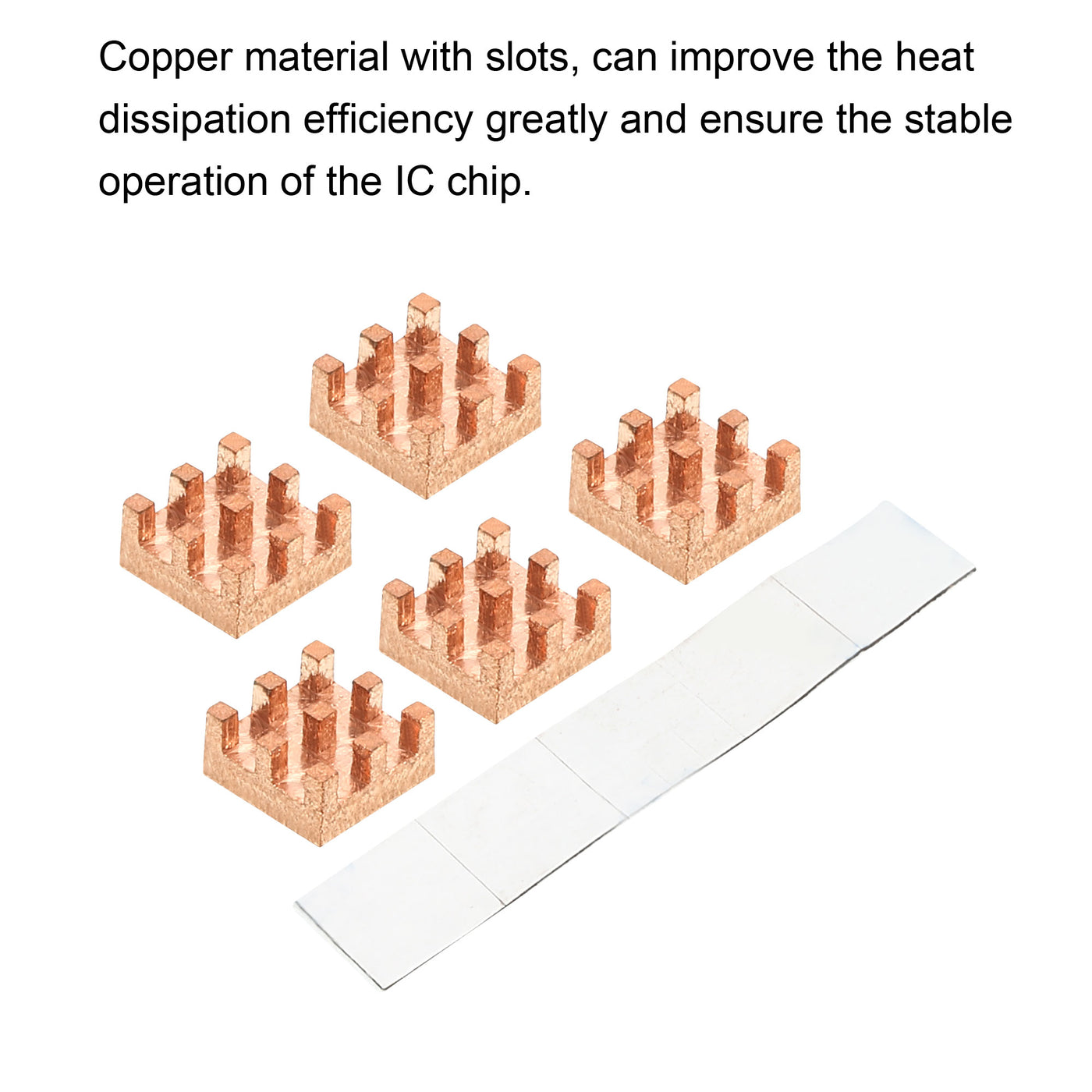 Harfington Copper Heatsink 6x6x3mm with Self Adhesive for IC Chipset Cooler 5pcs