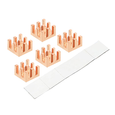 Harfington Copper Heatsink 6x6x4mm with Self Adhesive for IC Chipset Cooler 5pcs