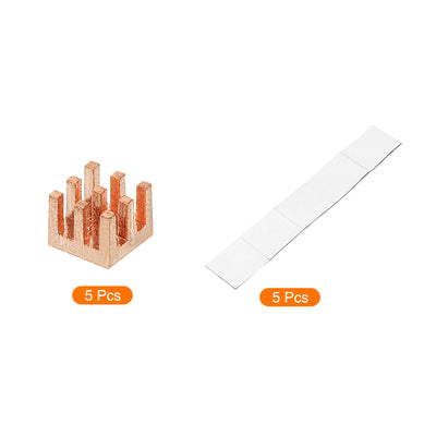 Harfington Copper Heatsink 6x6x5mm with Self Adhesive for IC Chipset Cooler 5pcs