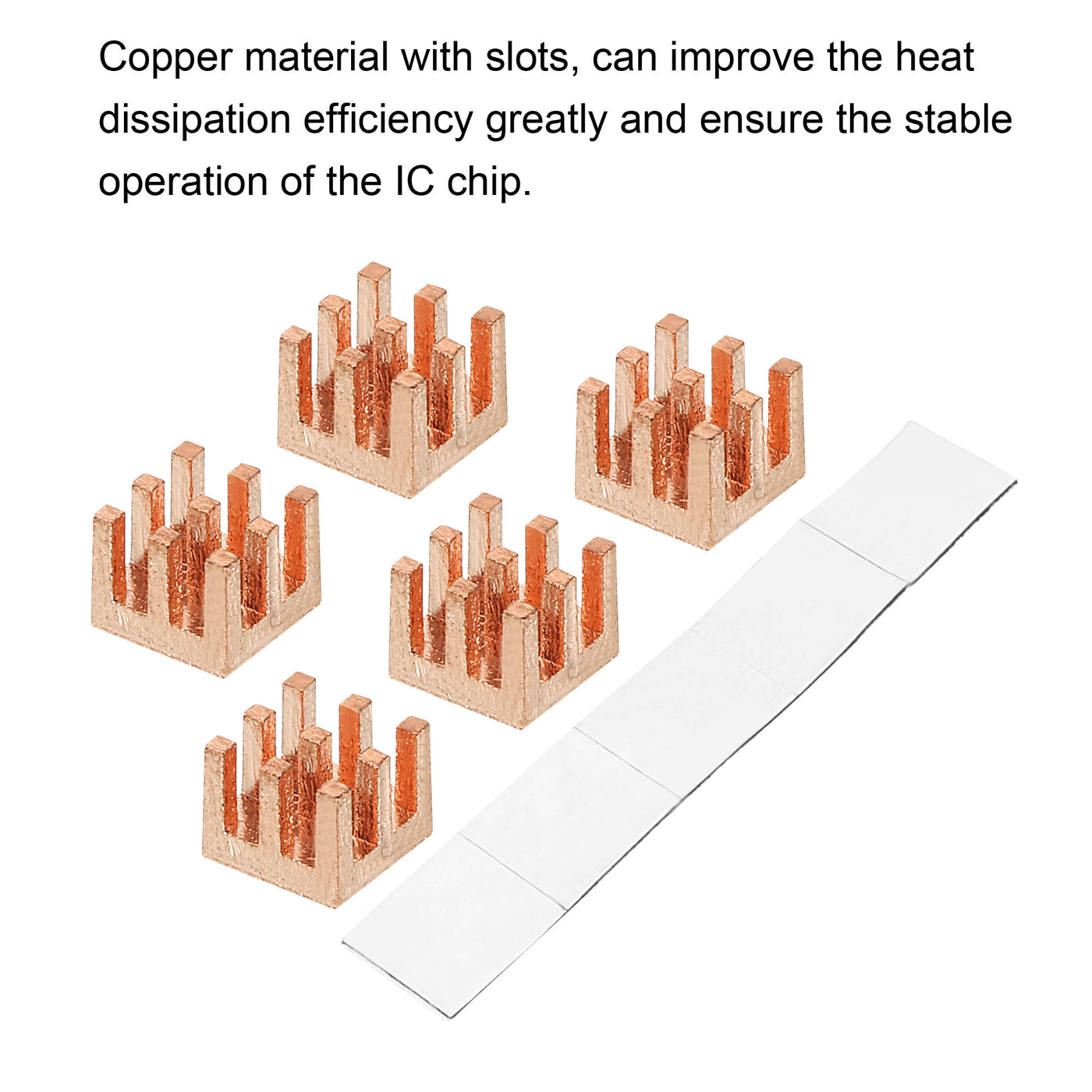 Harfington Copper Heatsink 6x6x5mm with Self Adhesive for IC Chipset Cooler 5pcs
