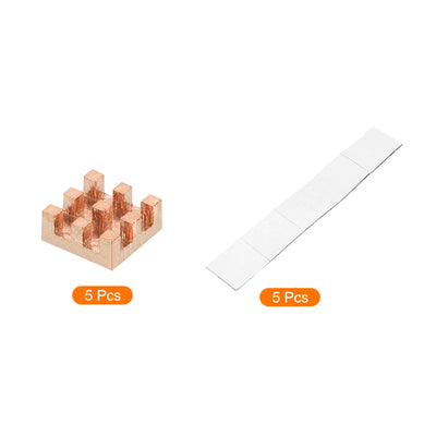 Harfington Copper Heatsink 7x7x3mm with Self Adhesive for IC Chipset Cooler 5pcs