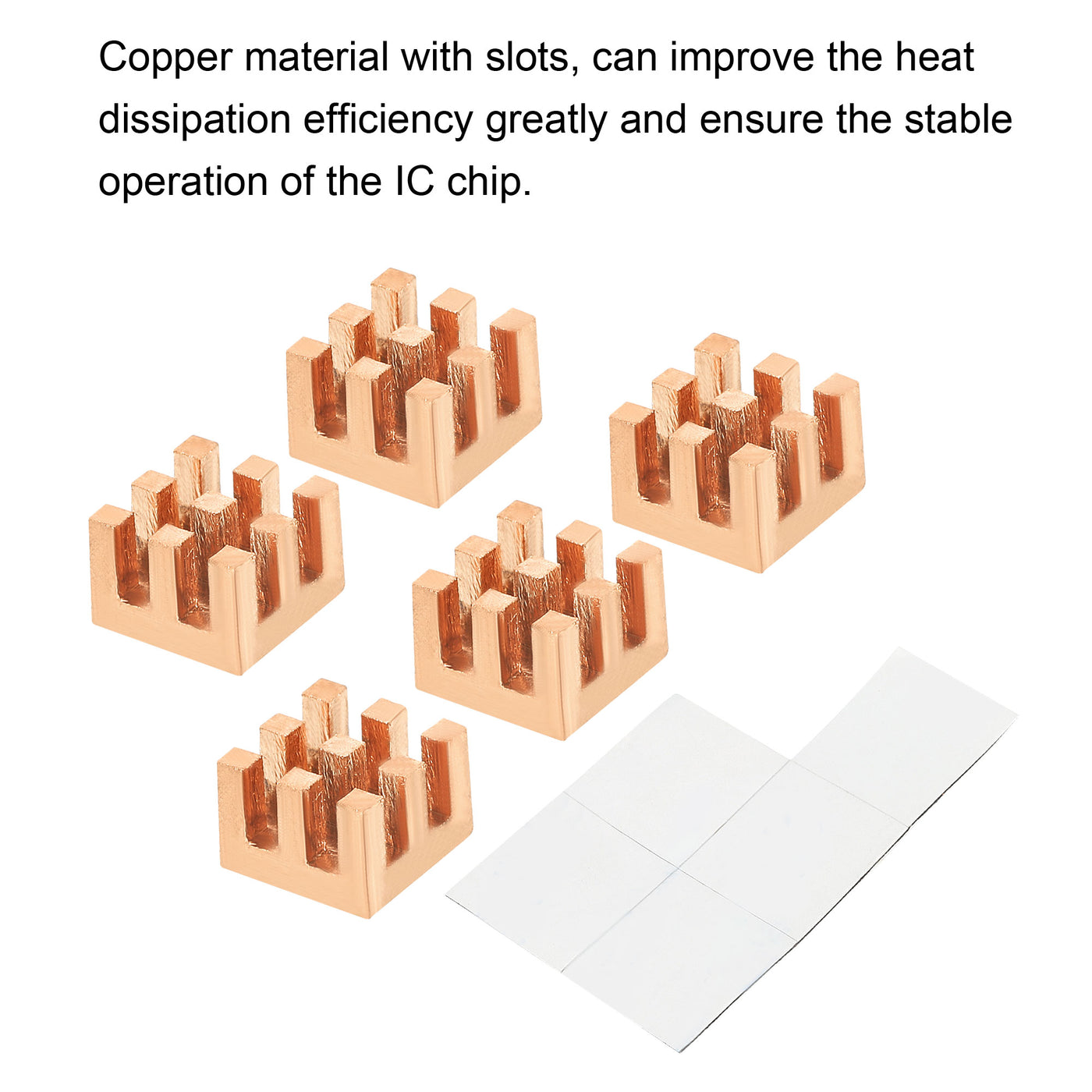 Harfington Copper Heatsink 7x7x5mm with Self Adhesive for IC Chipset Cooler 5pcs