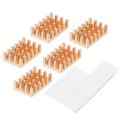 Harfington Copper Heatsink 14x9x4mm with Self Adhesive for IC Chipset Cooler 5pcs