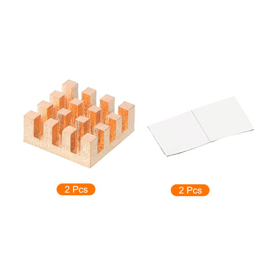 Harfington Copper Heatsink 15x15x6mm with Self Adhesive for IC Chipset Cooler 2pcs