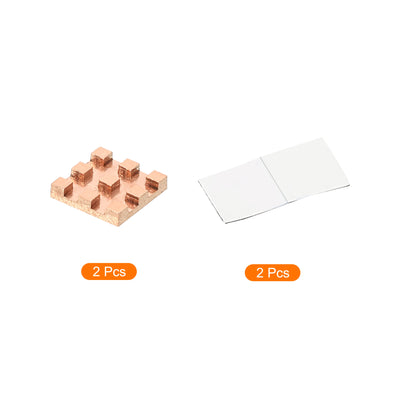 Harfington Copper Heatsink 10x10x2mm with Self Adhesive for IC Chipset Cooler 2pcs