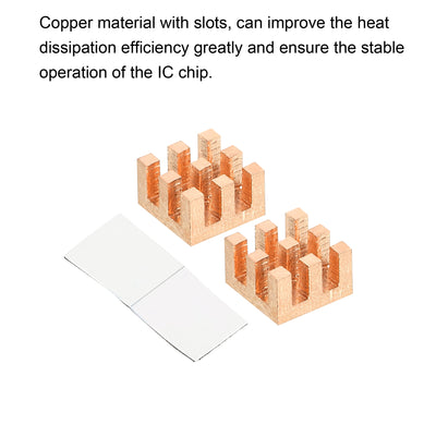 Harfington Copper Heatsink 10x10x6mm with Self Adhesive for IC Chipset Cooler 2pcs
