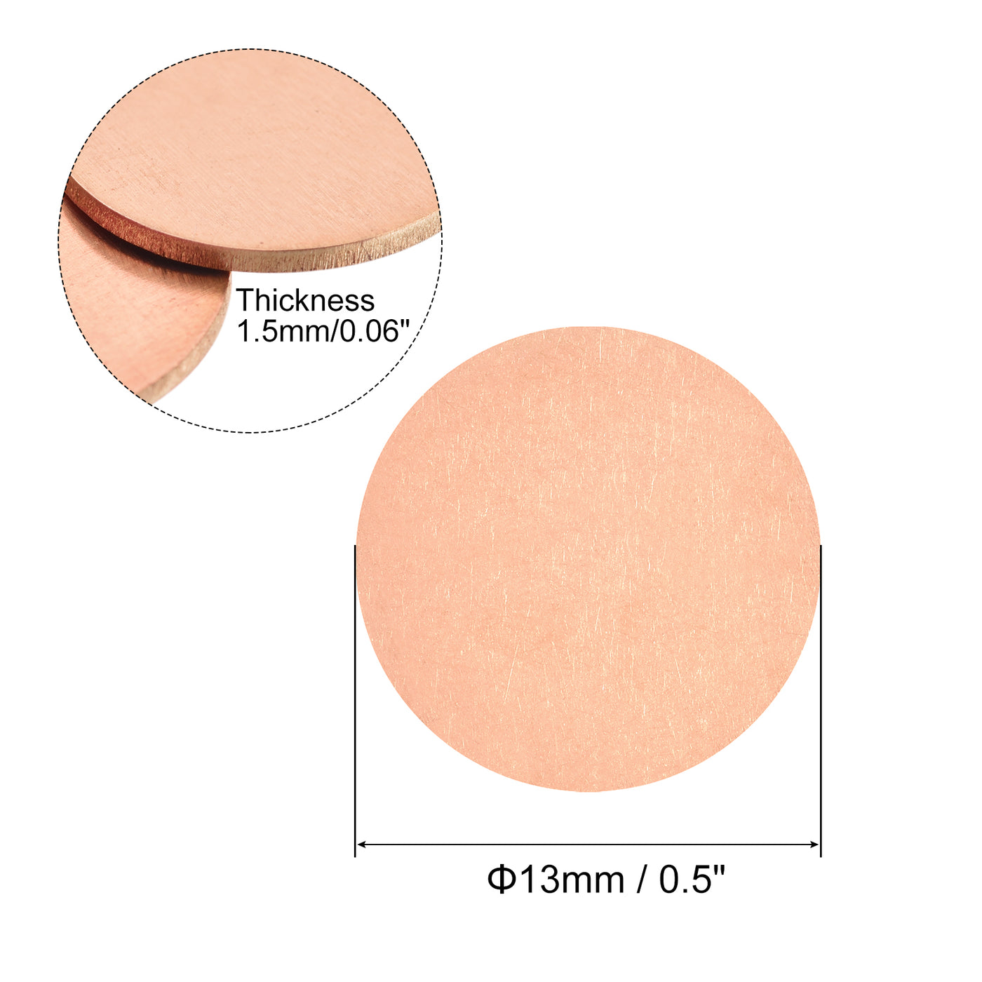 Harfington Stamping Blank Copper Round DIY Tags, 13mm/0.5" for Craft Decoration, Pack of 24
