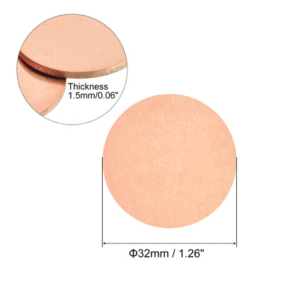 Harfington Stamping Blank Copper Round DIY Tags, 32mm/1.26" for Craft Decoration, Pack of 2