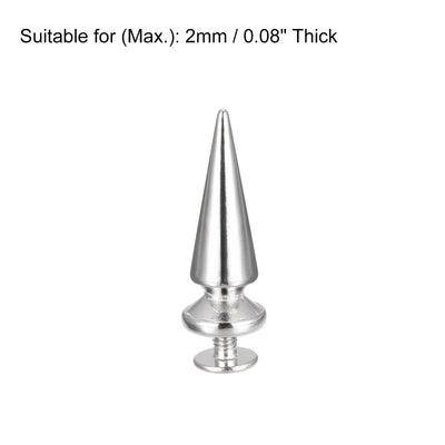 Harfington Uxcell 10x26mm Screw Back Rivets, 30 Sets Solid Leather Studs for DIY Silver Tone