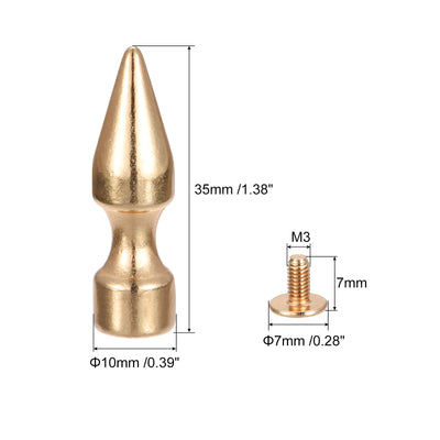 Harfington Uxcell 10x35mm Screw Back Rivets, 20 Sets Solid Leather Studs for DIY Gold Tone