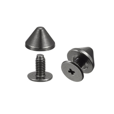 Harfington Uxcell 9x6mm Screw Back Rivets, 20 Sets Solid Leather Studs for DIY Black