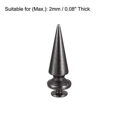 Harfington Uxcell 10x26mm Screw Back Rivets, 30 Sets Solid Leather Studs for DIY Black