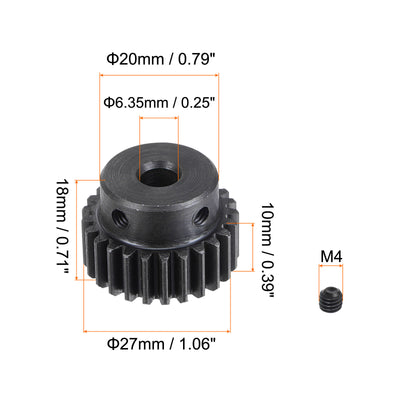 Harfington Uxcell 6.35mm Aperture 25T Mod 1 45# Steel Spur Diff Differential Motor Pinion Gear
