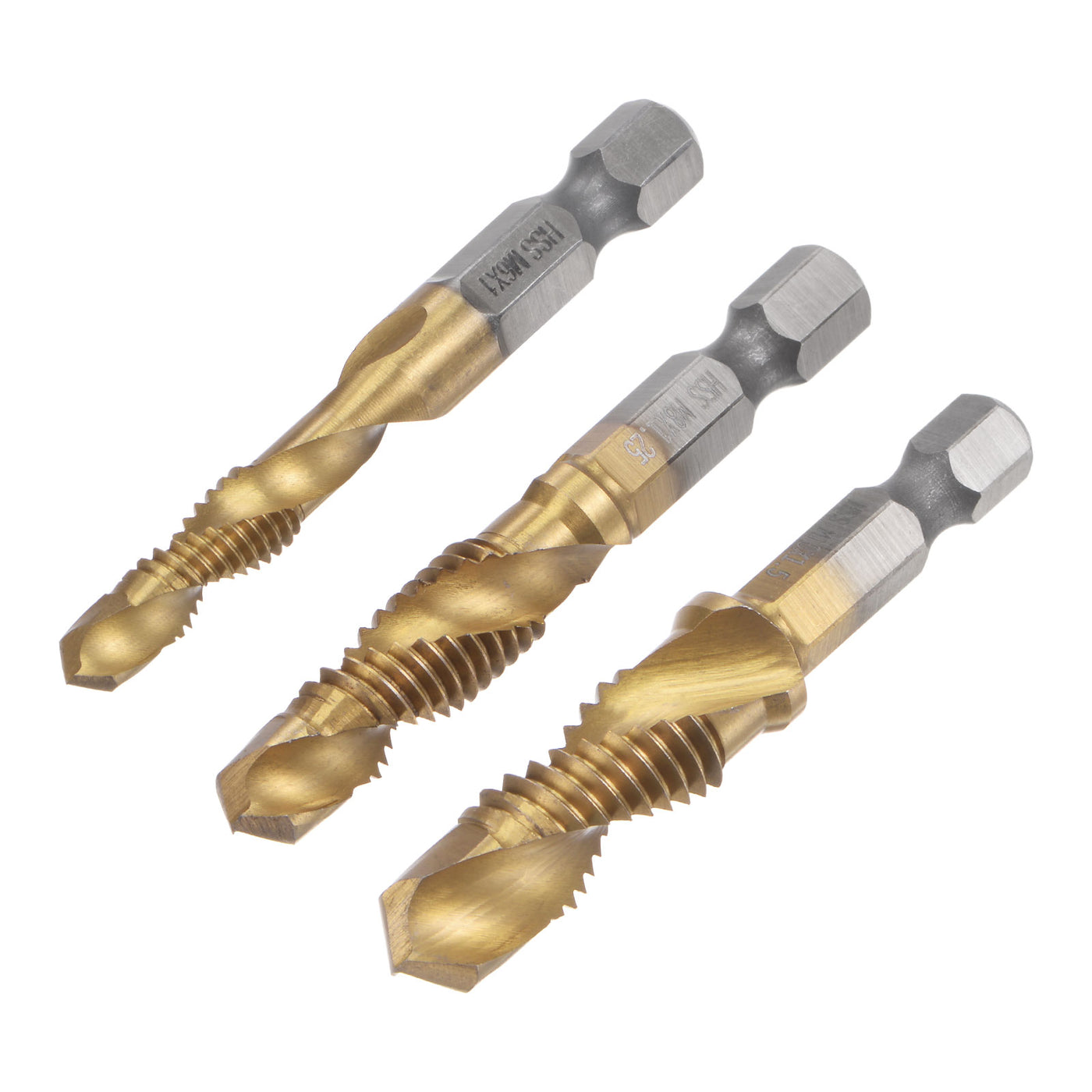 uxcell Uxcell M6 M8 M10 Titanium Coated High Speed Steel Combination Drill Tap Bit Set 3pcs