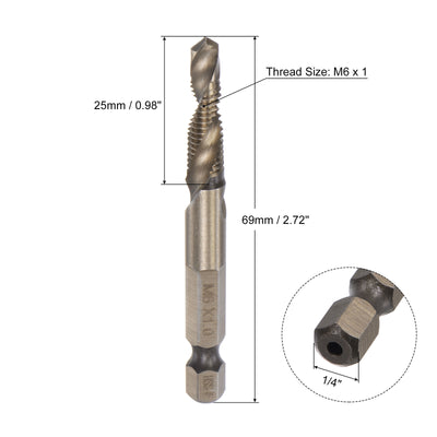 Harfington Uxcell M10 x 1.5 Titanium Coated High Speed Steel 6542 Combination Drill Tap Bit