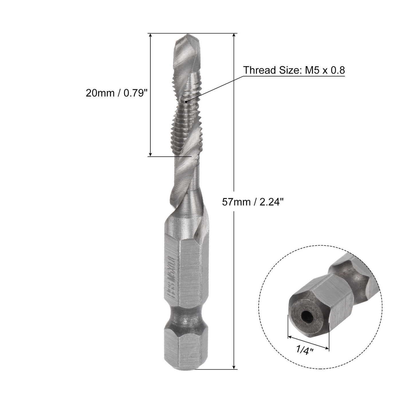 Uxcell Uxcell 1/4" Shank M10x1.5 Uncoated High Speed Steel 4341 Combination Drill Tap Bit